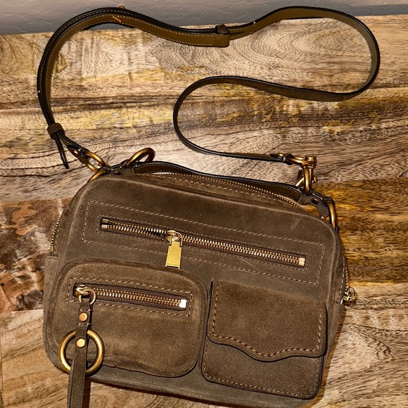 Rebecca Minkoff Jett Boxy Brown Suede Crossbody - Picture 3 of 7